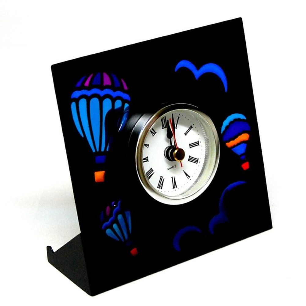 Black Hot Air Balloon - Table Clock - 4.75"